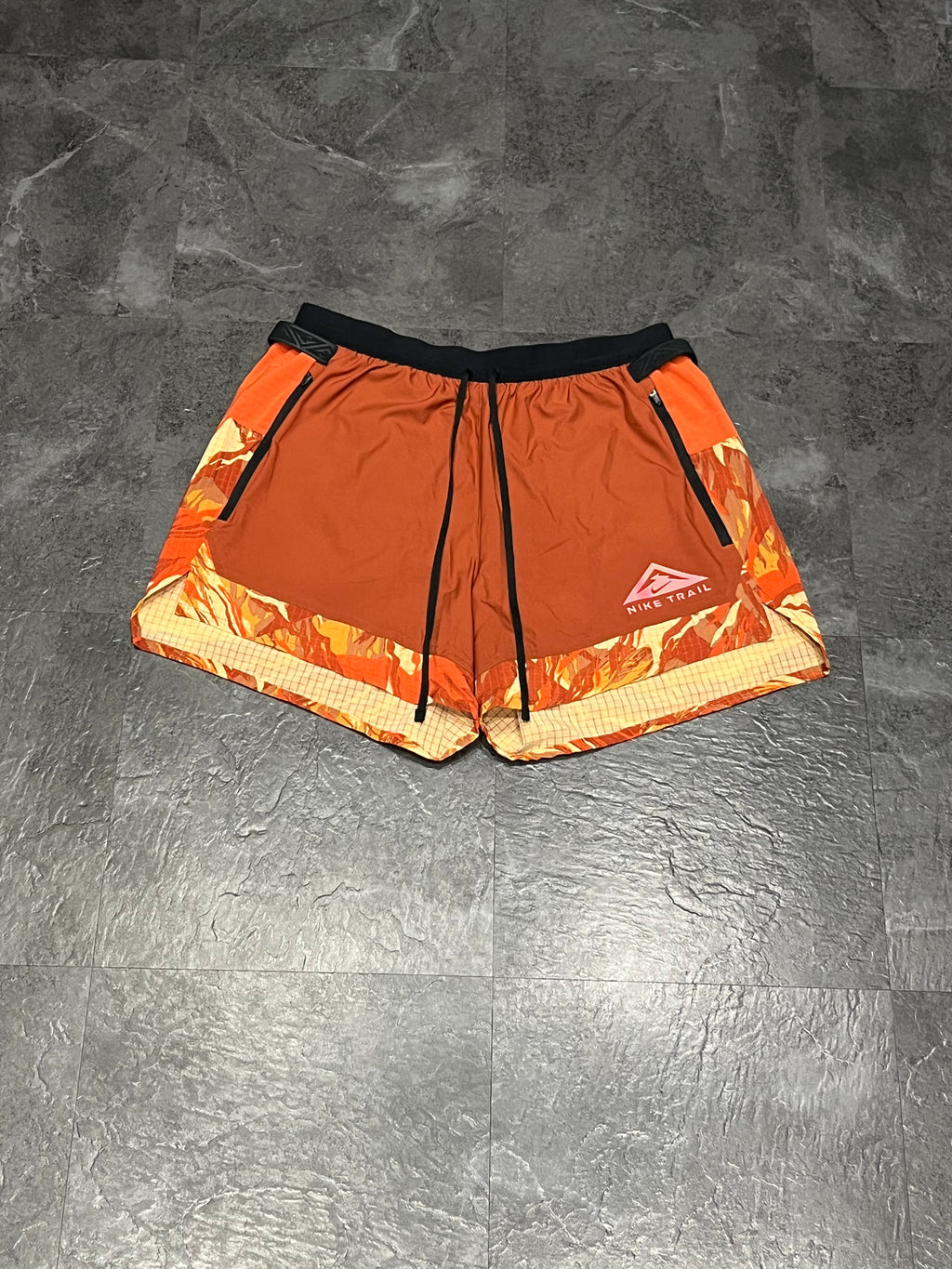 Orange Nike Men’s Dri Fit Trail 5” Brief Lined Running Shorts