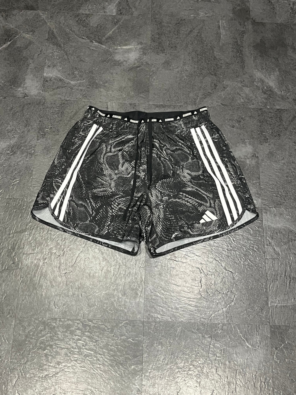 Black/Grey Adidas “Own The Run” 5” Bried Lined Running Shorts
